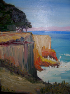painting of sea cliff