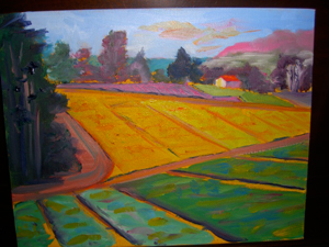 painting of farm fields