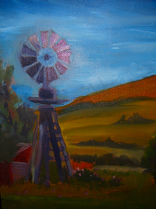 painting of windmill